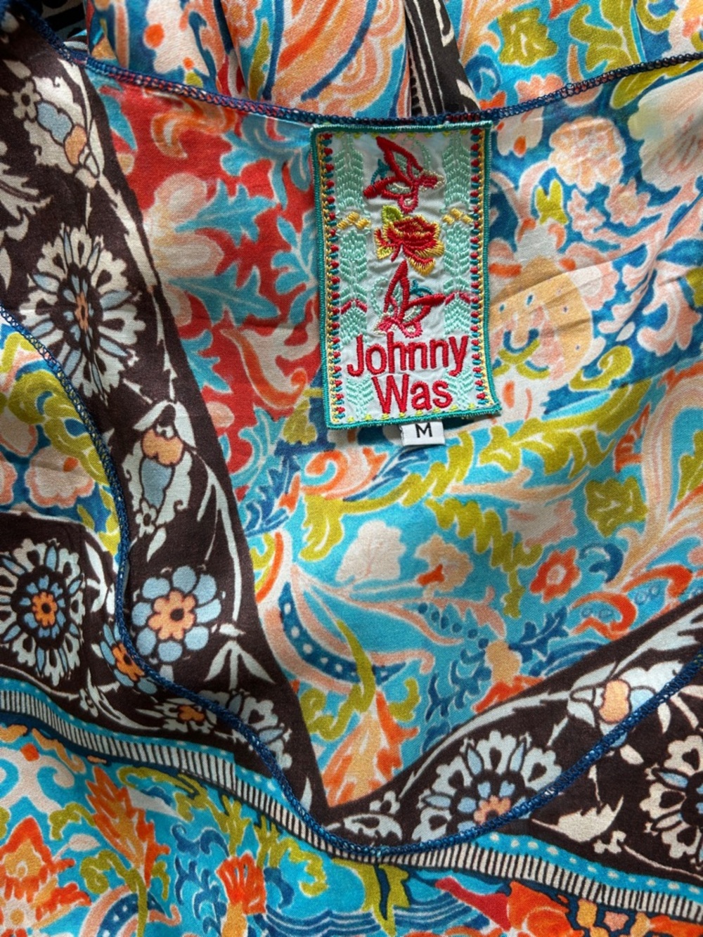 JOHNNY WAS- silk maxi patchwork dress - Picture 6 of 7